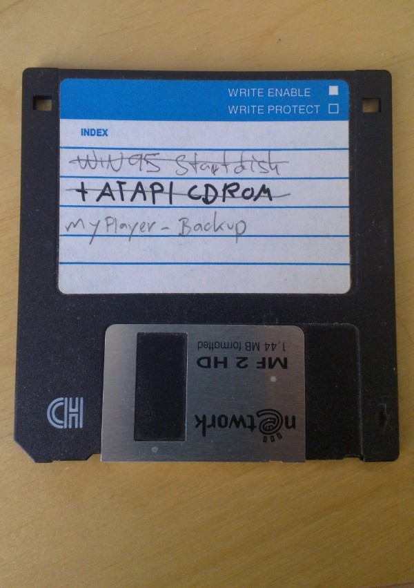 floppy disk with MyPlayer backup